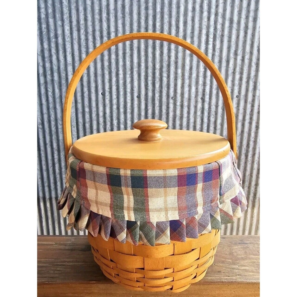 Longaberger Small Roundβ Fruit Basket Protector Fruit Medley Liner Lid Handle